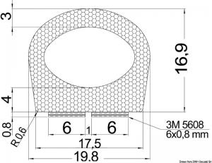 Profilo autoadesivo 17,5 x 16,9 mm
